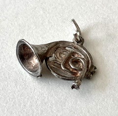 Vintage sterling silver charm, french horn