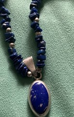 STERLING SILVER LAPIS NECKLACE LAPIS PENDANT & CHAIN 16” PLUS GIFT