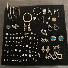Vintage Unmatched Earrings Lot of 110 All Rhinestones For Crafts Junk Jewelry