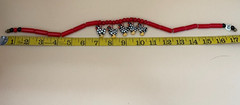 Vintage Flying Colors Red and Black Chicken Necklace Ceramic 17″ ds20