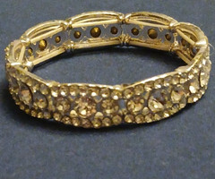 Vintage Midcentury 1950’s Rhinestone Stretch Link Bracelet 2.25″ diameter