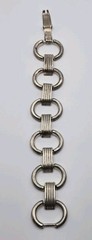 Vtg Sterling Silver 925 Taxco Mexico Modernist Circle Link Bracelet 6.75″ 30g