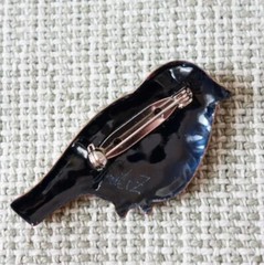 Sparrow – Japanese cloisonné enamel Mini Brooch Made-to-order NEW
