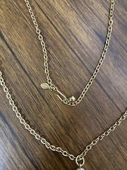 Vintage 70s Avon Pendant Necklace 24 Inch Gold Tone Moonspun Faux Pearl