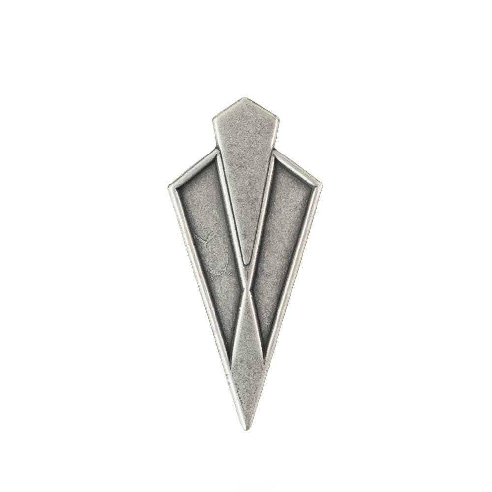 No Hole Sterling Silver Ox Large Layered Deco Pendant 51x24mm (4) mtl509C