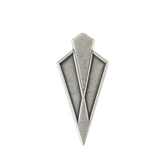 No Hole Sterling Silver Ox Large Layered Deco Pendant 51x24mm (4) mtl509C