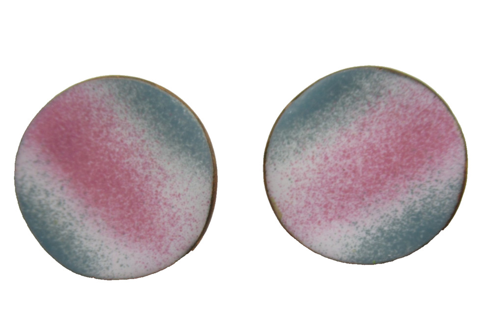 Pastel Color Pink Blue White Copper Enamel Screw Back Earrings 12K Gold Filled