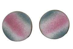 Pastel Color Pink Blue White Copper Enamel Screw Back Earrings 12K Gold Filled