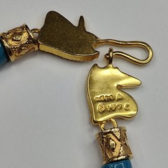 Vintage MMA 1976 Egypitian Revival Gold Plate Blue Stone Bead Necklace