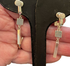 Napier Screwback Earrings Vintage Chunky Drop Dangles Silver Plated Metal 1.5″