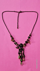 Beautiful copper chain metal necklace green, yellow enamel 18” NWOT