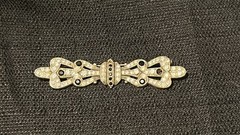Antique Victorian Bar Brooch W/Black And Clear Rhinestones ~ Trombone Clasp