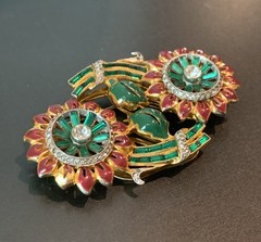 Vintage 1930’s Coro Flower Duette Brooch Pin Clips