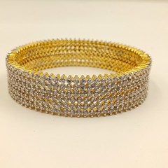 22K Gold Plated Cubic Zirconia Bangle Set Handmade South Indian Ethnic Jewelry