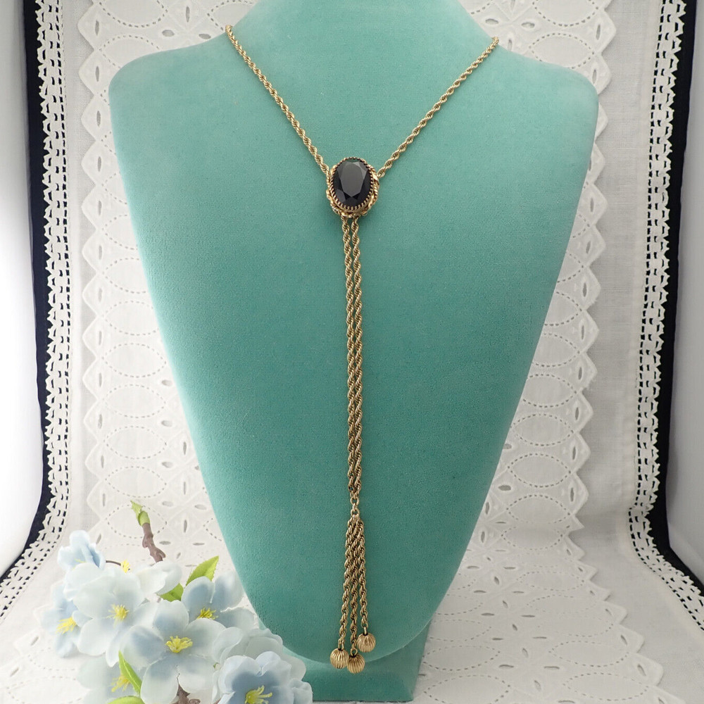 Vintage Smoky Quartz Gold Filled Lariat Tassel 26″ Necklace Weighs 24.8 Grams