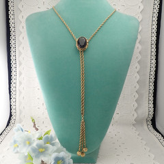 Vintage Smoky Quartz Gold Filled Lariat Tassel 26″ Necklace Weighs 24.8 Grams
