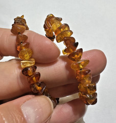 Natural Baltic Golden Honey Amber Pebble Beads Wrap Memory Wire 8.4g Bracelet