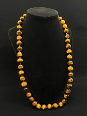 Vintage Chinese Export Hand Knotted Tiger ‘s Eye 11-12 mm Heavy Beaded Necklace
