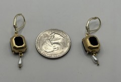 Antique Czechoslovakia Mourning Jet Rhinestone Art Glass Leverback Earrings