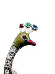 Vintage Art Deco Pave Rhinestone Peacock Brooch Rhodium Plated