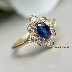 2Ct Art Deco Style Lab Created Diamond Sapphire Engagement 14K Gold Finish Ring