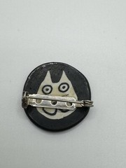 POLYMER CLAY HAPPY CAT FACE BROOCH VINTAGE