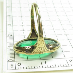 Antique French 1920’s Green Stone 13KY Ring Size 5.5 UK-K1/2 9.26Ct Art Deco