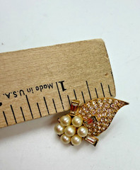 Vintage Brooch Marvella Clip Earrings Set Matching Encrusted Simulated Pearl