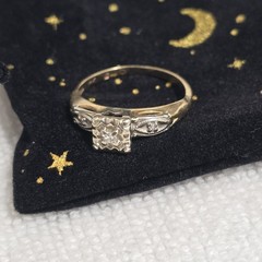 Vintage 14K Two-Tone Gold Diamond Illusion Ring Art Deco Size 5 1.73g LS