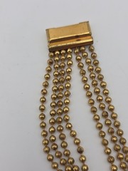 Vintage Art Deco Brass Multistrand BB Ball Bead Chain Bracelet 7″ 1930s Ornate