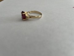 Vintage 14k Yellow Gold Pink Tourmaline with Diamonds Ring Sz 5.5