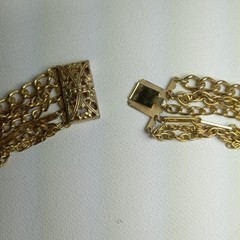 VTG multi-6 chain gold-tone waterfall necklace open work slide clasp 10″-18″drop