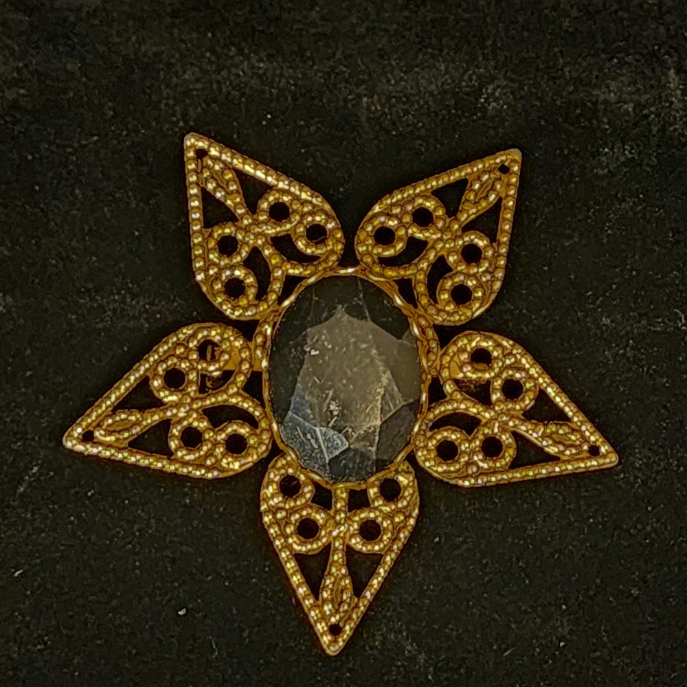 No brand Goldtone Star with Oval Black Stone Pin