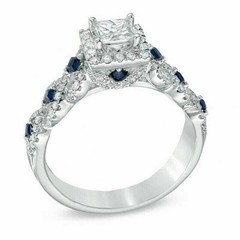 2Ct VVS1 Princess Cut Lab Created Diamond Anniversary 14k White Gold Finish Ring