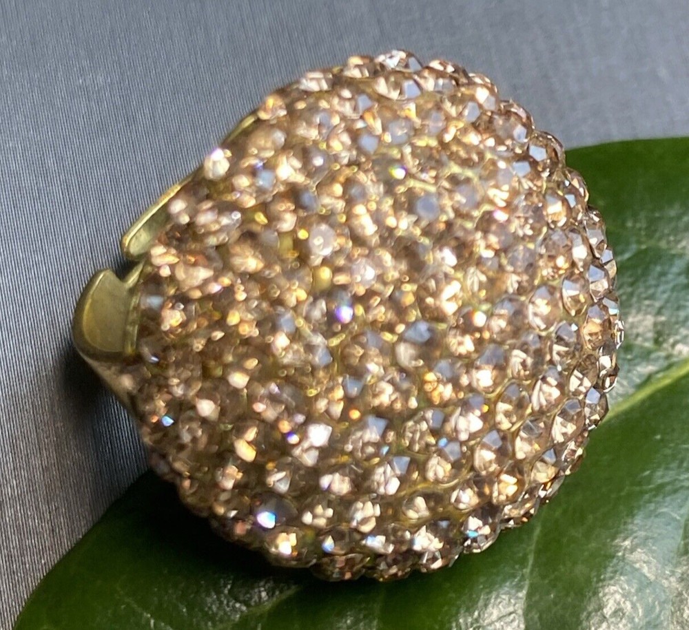 Vintage Cocktail Ring Estate Jewelry Pre-owned Champagne Crystal Dome Any Size