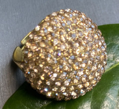 Vintage Cocktail Ring Estate Jewelry Pre-owned Champagne Crystal Dome Any Size