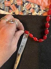 2 Vintage Jewelry MONET Red Lucite/Gold Metal Beads Necklaces