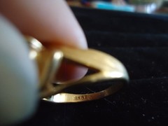 Vintage Women’s Size 7.5 18KT Yellow Gold Plated Cocktail Ring With Round White