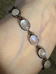 Vintage Rainbow Moonstone Sterling Bracelet 7 Inches