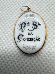 19k 800 PORTUGUESE ENAMEL GOLD MARY NA SA DA CONCEICAO RELIGIOUS MEDAL PENDANT