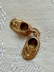 Vtg 14K Yellow GOLD 3D BABY SHOES CHARM One Pair Signed ~ 3.21 grams