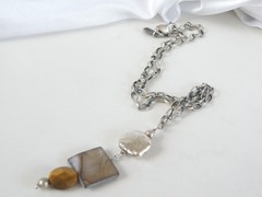 Silpada Sterling Silver 925 Rustic Boho Abalone Rolo Chain Link Necklace