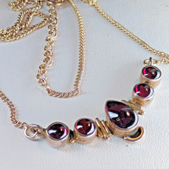 Vintage Sterling Silver Purple Rhodolite Grape Garnet Cabochon Necklace 18″ Bali