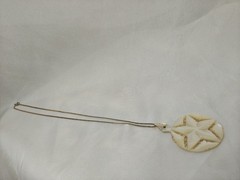 Vintage Stamped Gold Filled Hand Carved Mother Of Pearl Star Pendant Necklace