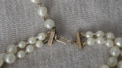 VTG Double Strand Faux Pearl Choker 14″ Grad Irregular Beads Gold‑Tone Clasp