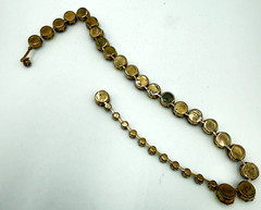 Vtg Fenichel Multicolor AB Cognac Brown Faceted Choker Necklace 11 mm