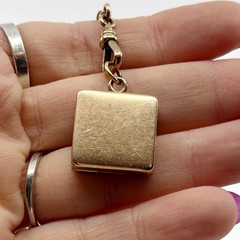 Antique 14K Diamond Locket Two Tone Old Cut Diamond Square Locket