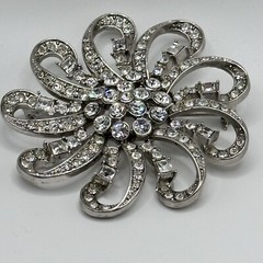 Spectacular Clear Rhinestone Flower Pin Brooch