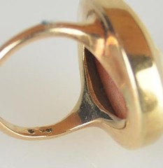 ANTIQUE 10K YELLOW GOLD HAND CARVED CONCH SHELL CAMEO RING – SIZE 6.75 – c1915