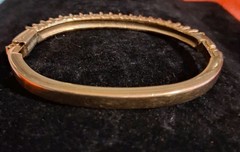 Swarovski Gold Tone Vintage Crystal Hinged Bangle Bracelet Side Closure